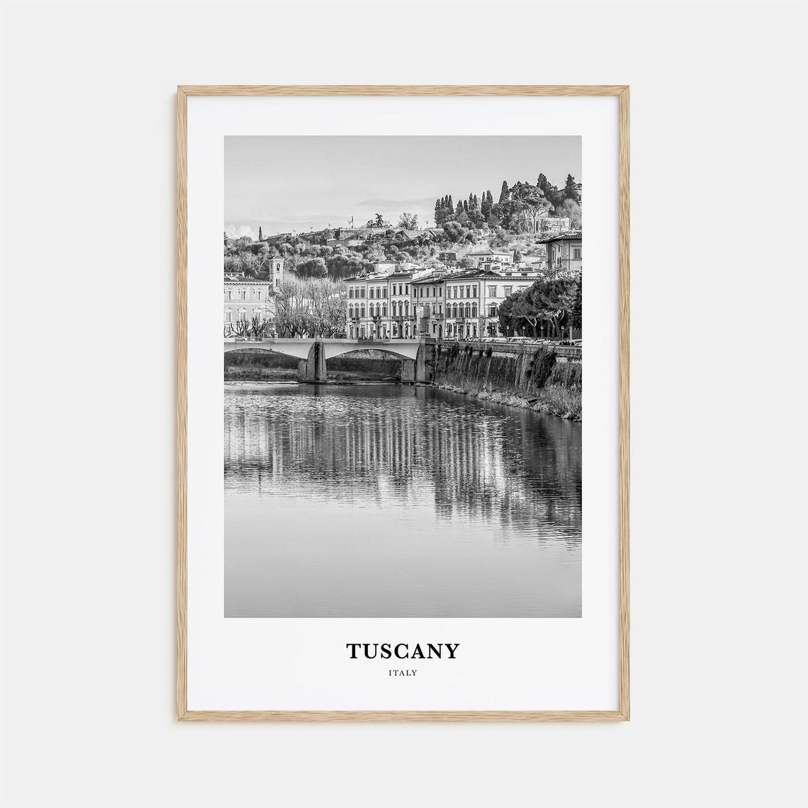 Tuscany Italy River Town Bridge Waterfront Reflection Poster