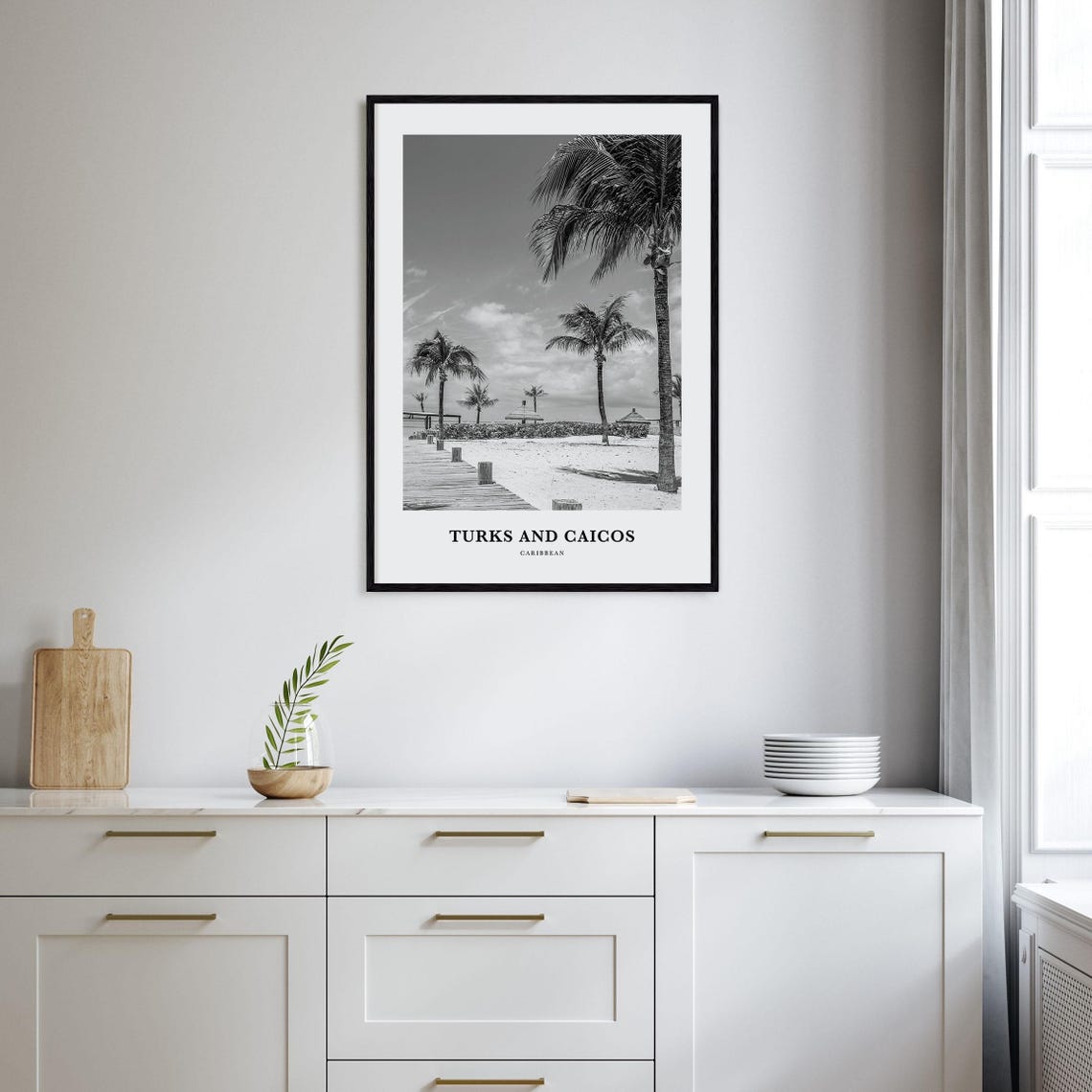 Turks and Caicos Caribbean Palm Beach Boardwalk Photography Poster - Image 2