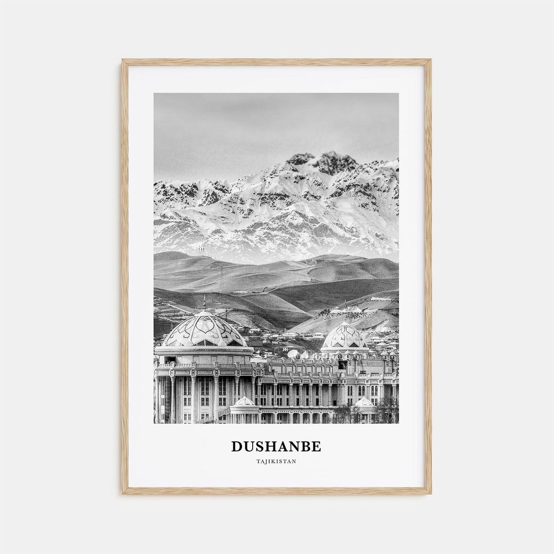 Dushanbe Tajikistan Domed Palace with Snowy Mountains Poster