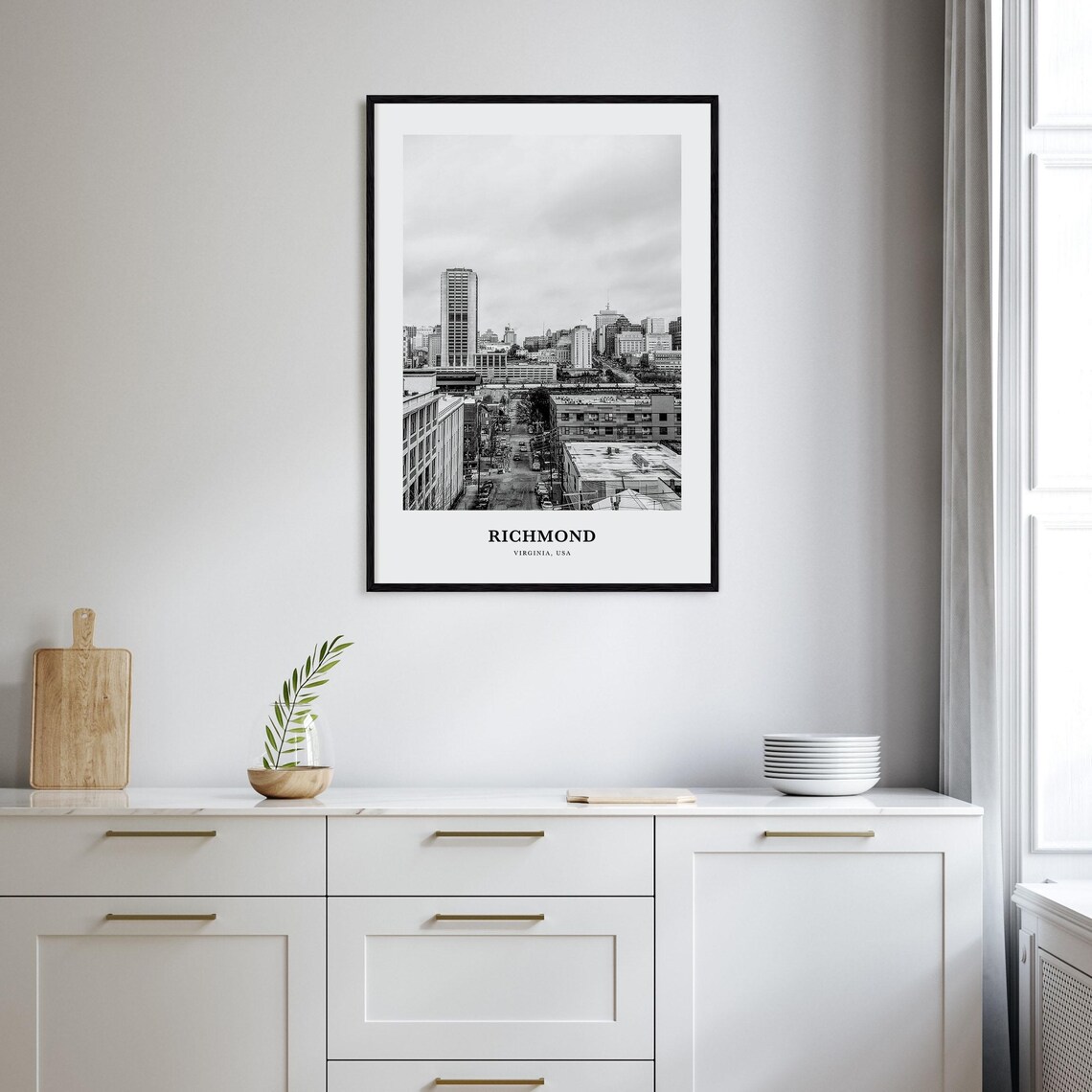 Richmond Virginia Downtown Skyline Street Black White Photo Poster - Image 2