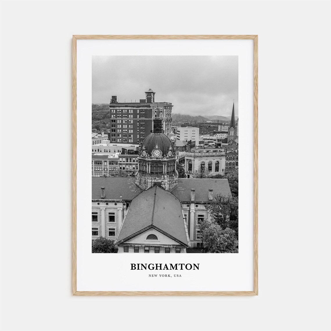 Binghamton New York Historic Courthouse Dome and Downtown Poster