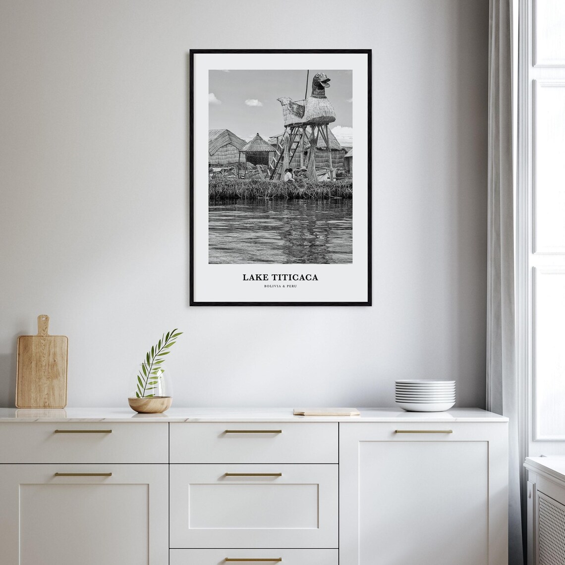 Lake Titicaca Reed Island Bird Hut Black And White Travel Poster - Image 2