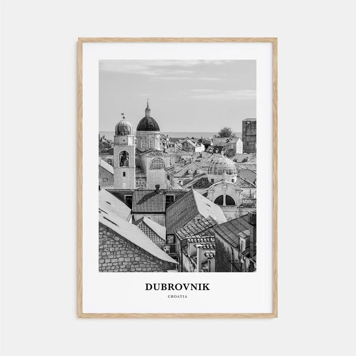 Dubrovnik Old Town Bell Towers Croatia Black and White Poster