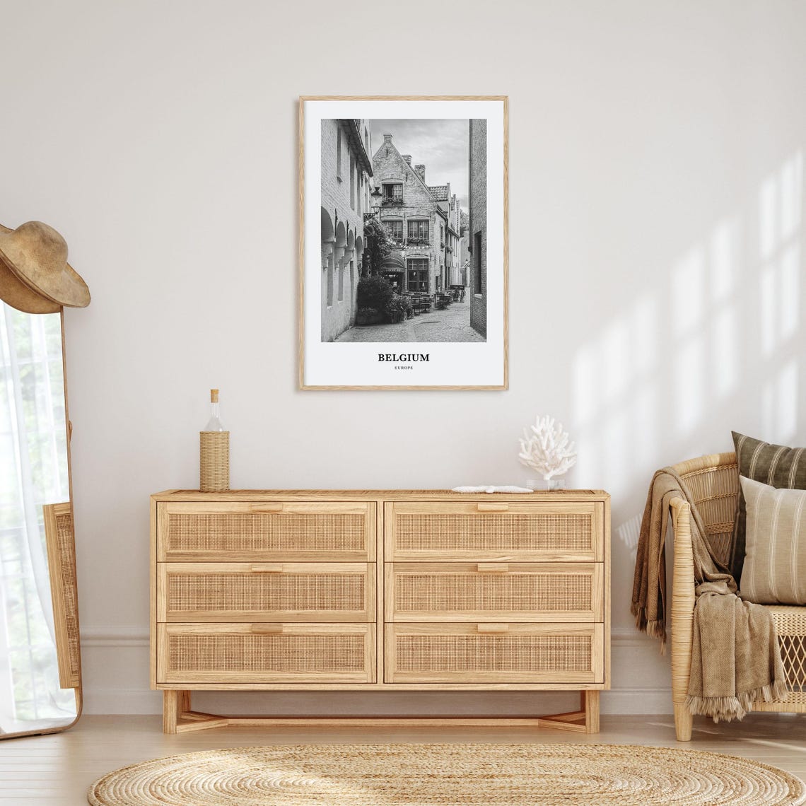 Charming Belgian Cobblestone Street With Old Corner Café Travel Poster - Image 3