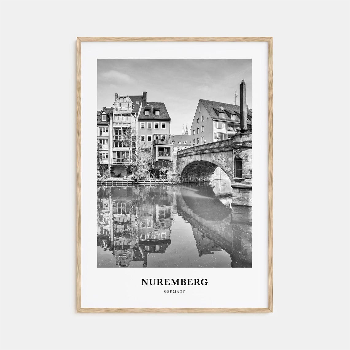 Nuremberg Germany Old Town Stone Bridge River Reflection Photo Poster