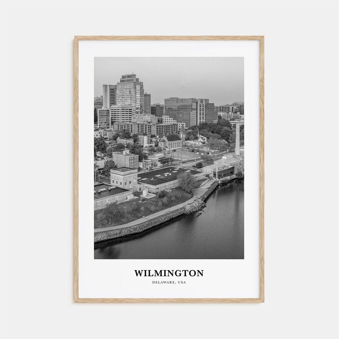 Wilmington Delaware Downtown Skyline From the Riverfront Aerial Poster