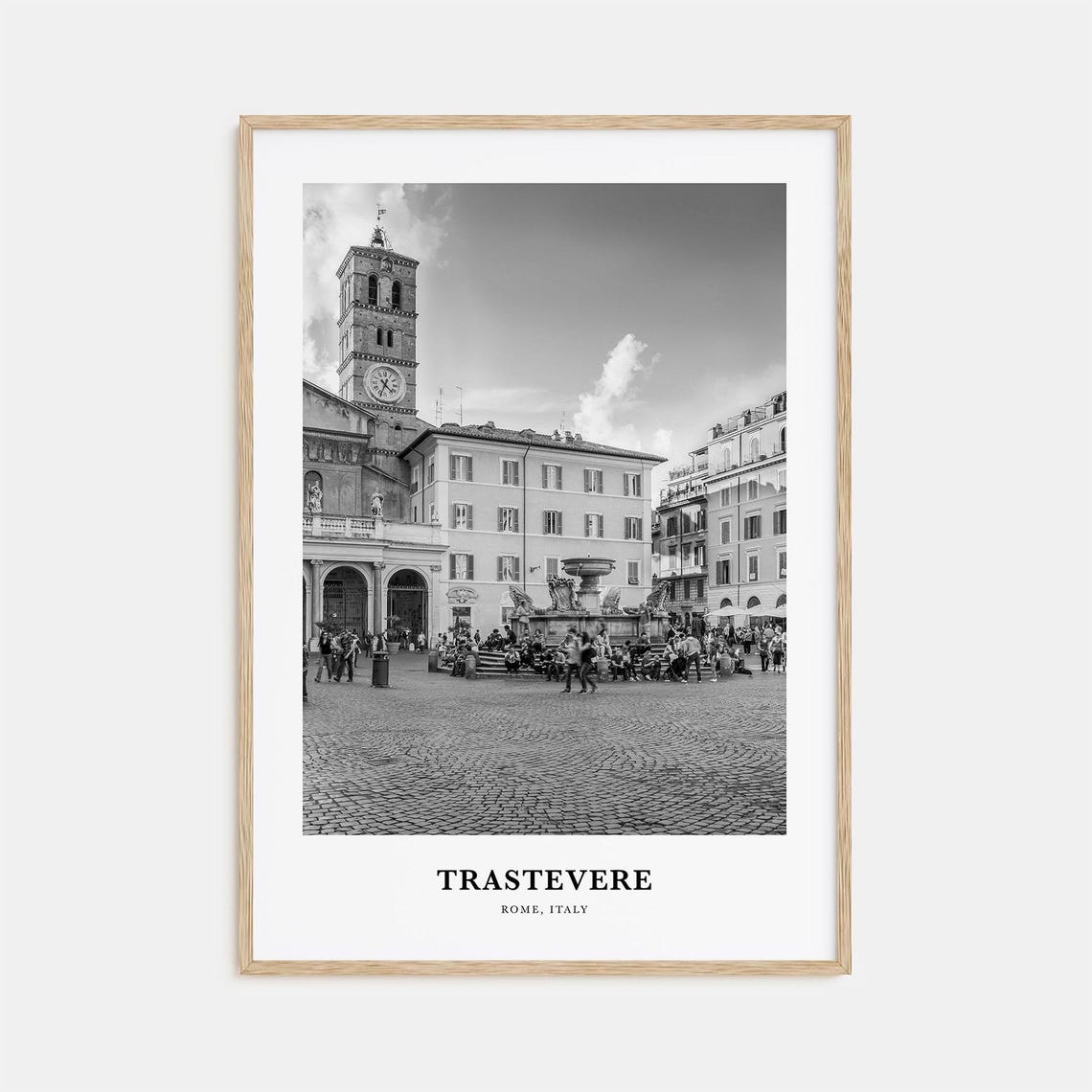 Trastevere Rome Italy Piazza Fountain Historic Square Poster