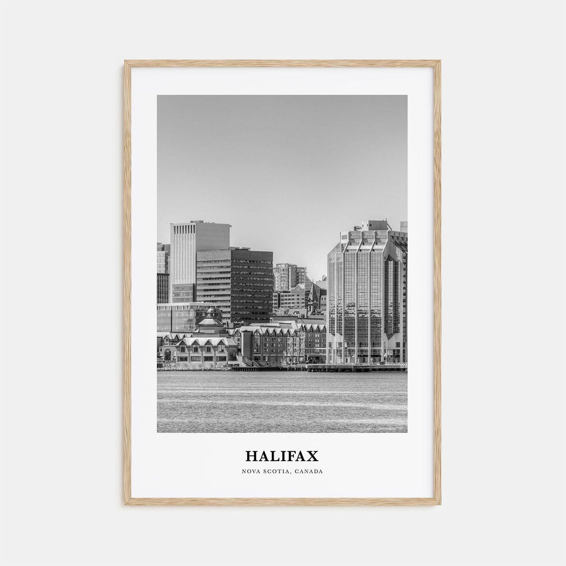 Halifax Nova Scotia Downtown Waterfront Skyline Black White Poster