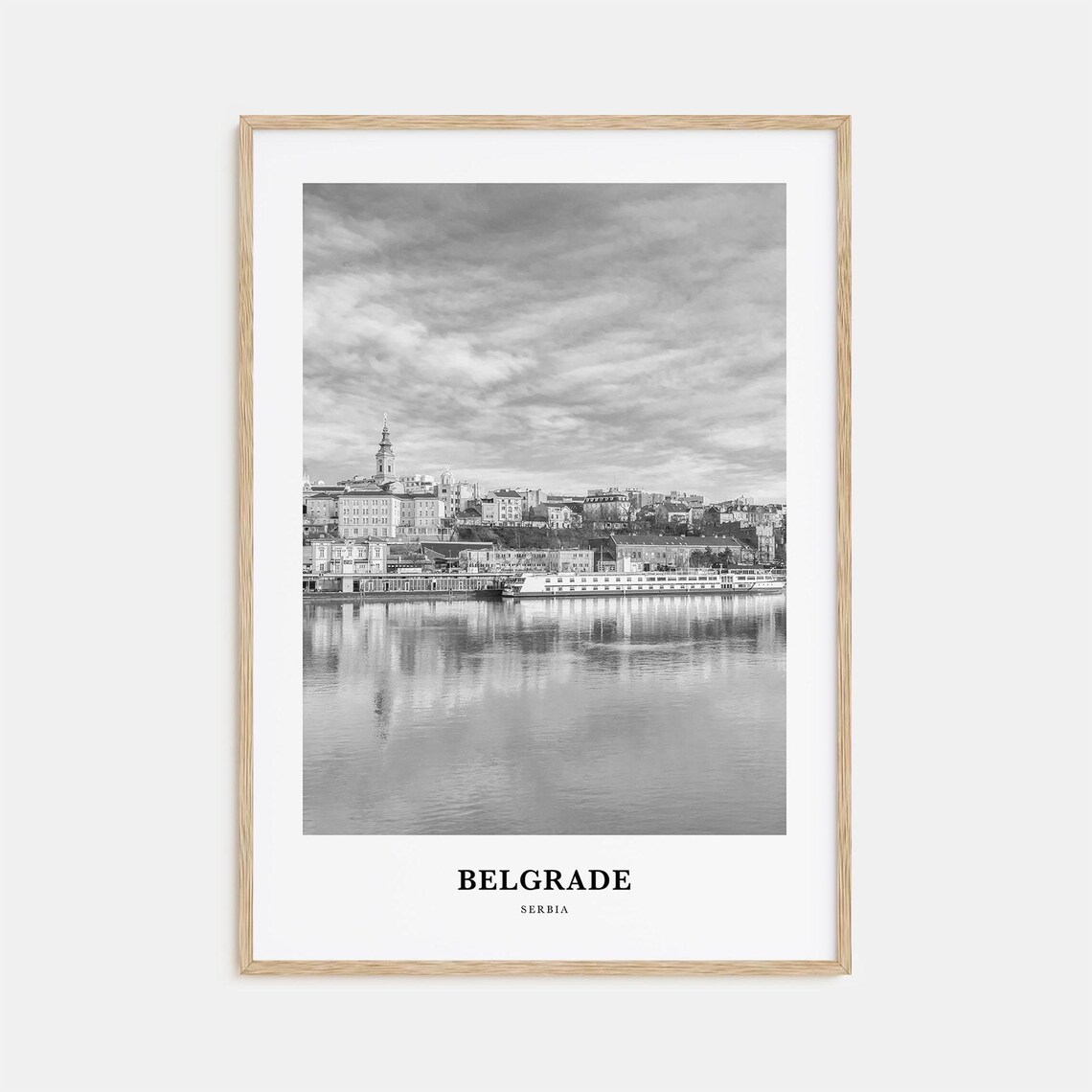 Belgrade Serbia Black and White River Fortress Panorama Poster