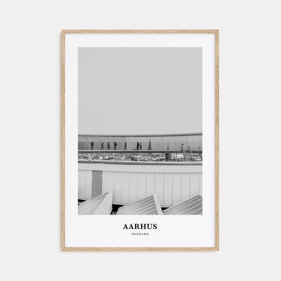 Aarhus Denmark Rooftop Rainbow Skywalk Black and White Poster