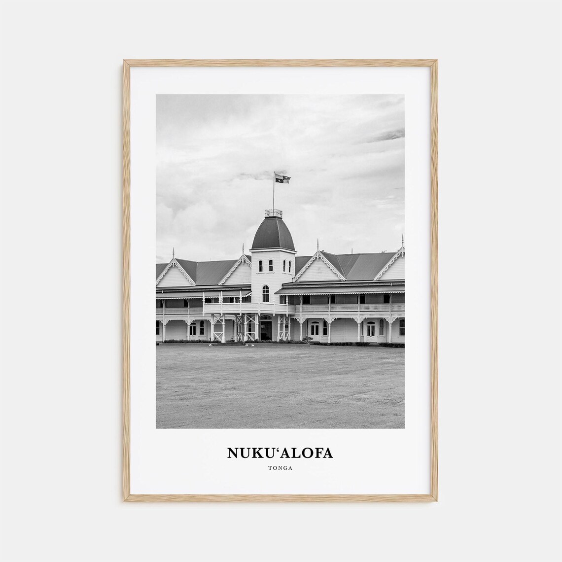Nukualofa Tonga Historic Landmark Building with Flag Photo Poster