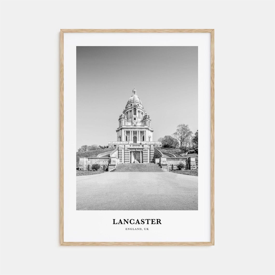 Lancaster England Ashton Memorial Monument Black and White Poster