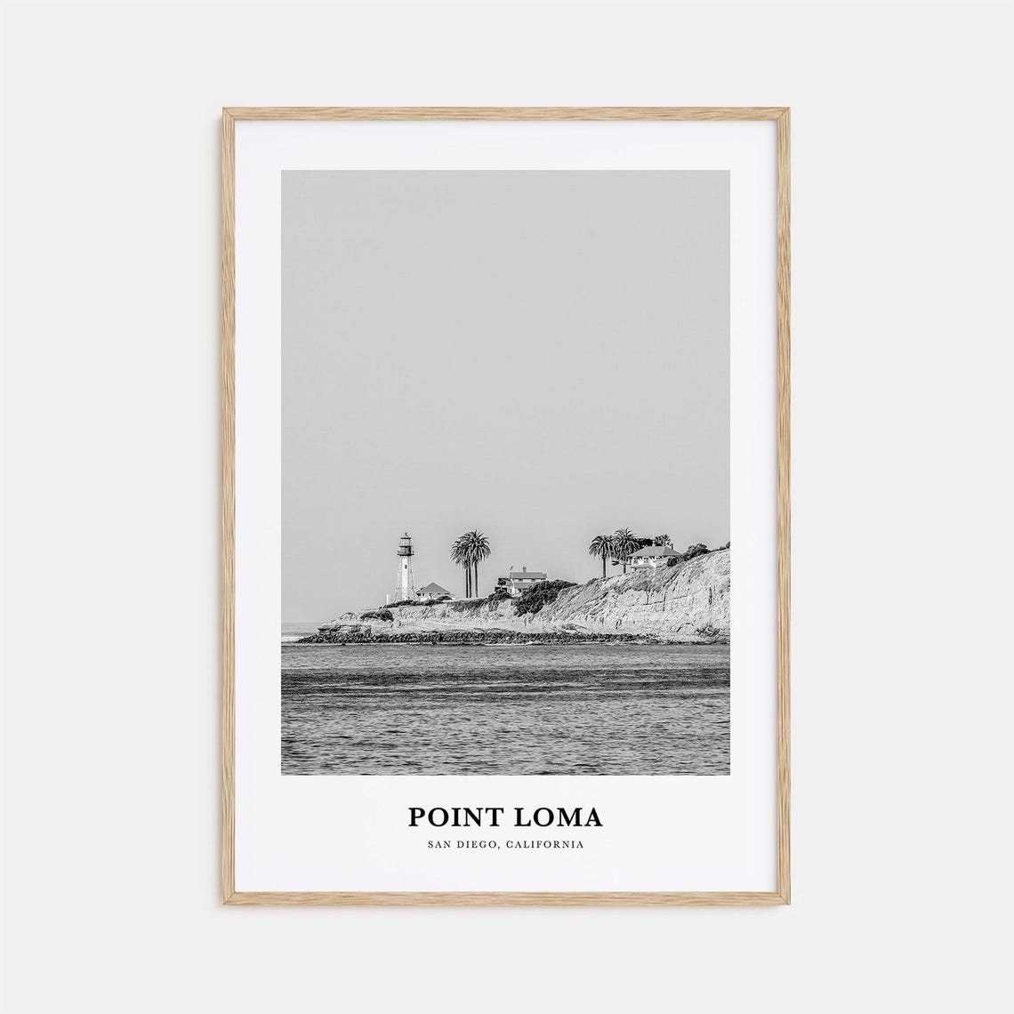 Point Loma Lighthouse San Diego Coast Black and White Poster