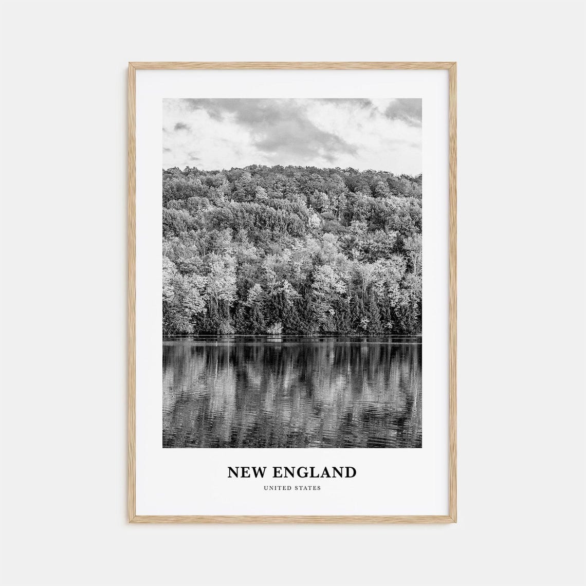 New England Fall Forest Lake Mirror Reflection Travel Poster