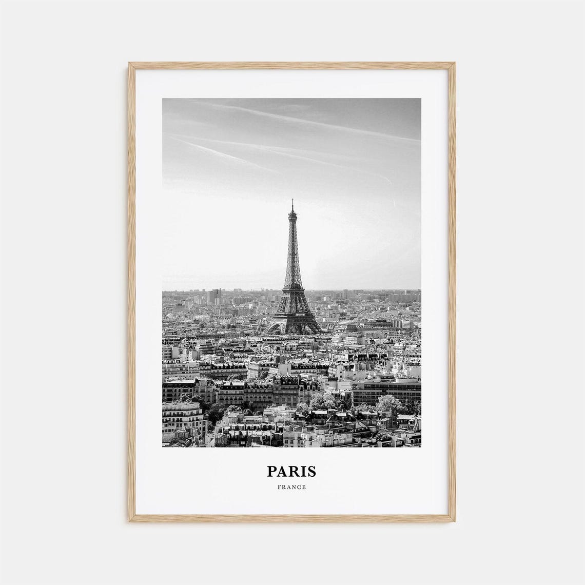 Paris France Eiffel Tower Panoramic Skyline Black White Poster