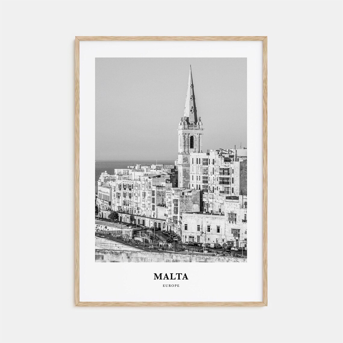 Malta Europe Valletta Spire Old Town Harbor View Travel Photo Poster