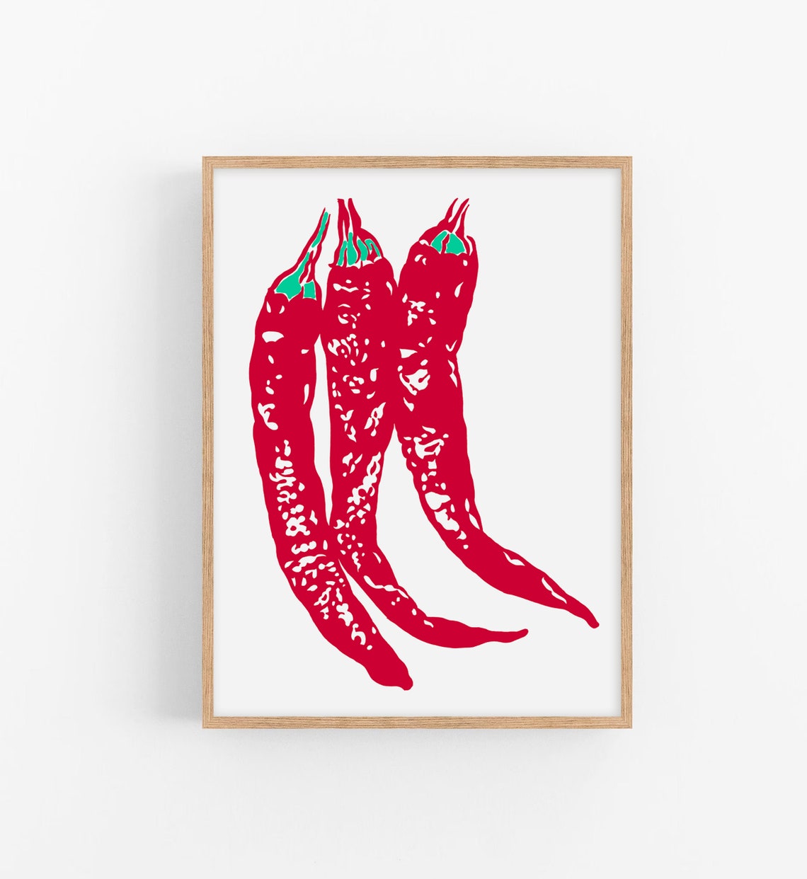 Bold Red Chili Pepper Trio Pop Art Spicy Kitchen Wall Poster