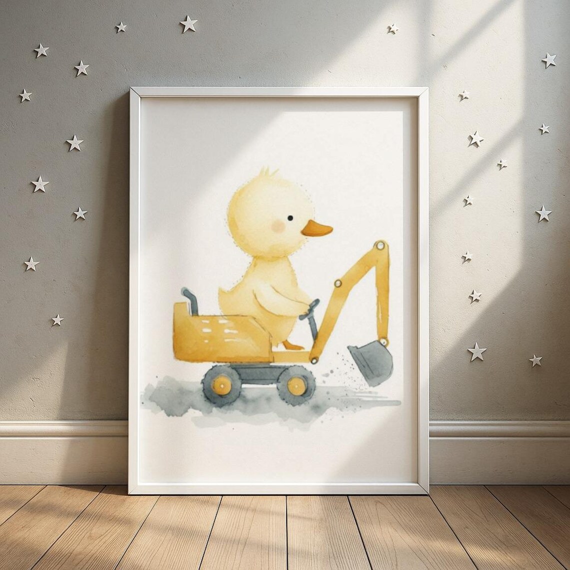 Duck Driving Car Print Nursery Wall Art Kids Room Decor Cute Animal