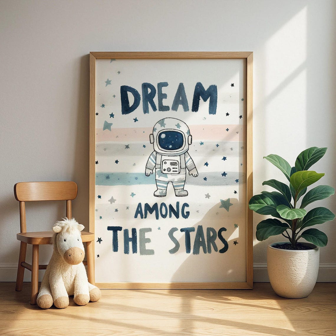 Dream Among the Stars Astronaut Kids Nursery Space Quote Print Art