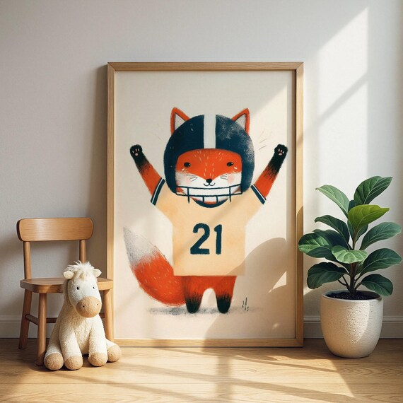 Fox American Football Player Number 21 Jersey Kids Sports Print