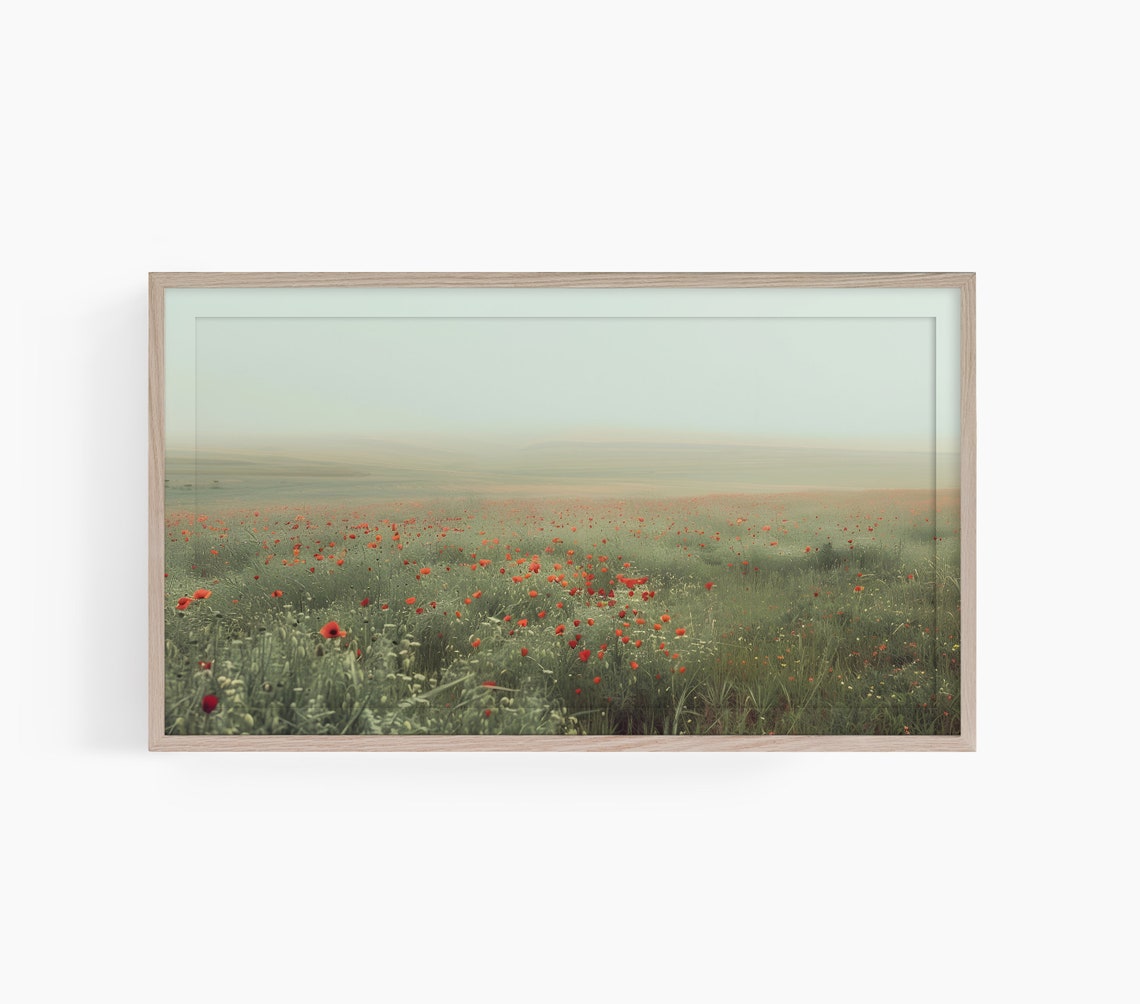 Wildflower Frame Tv Art Frame Tv Art Country Field Landscape Tv Art Poppy Frame Tv Art Poppy Field Frame Tv Frame Tv T484
