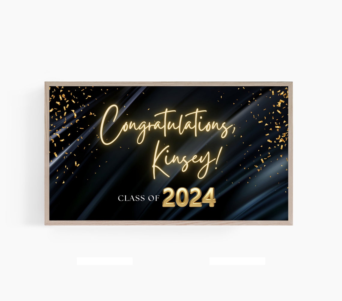 Congratulations Class of 2024 Gold Confetti Grad Party Poster