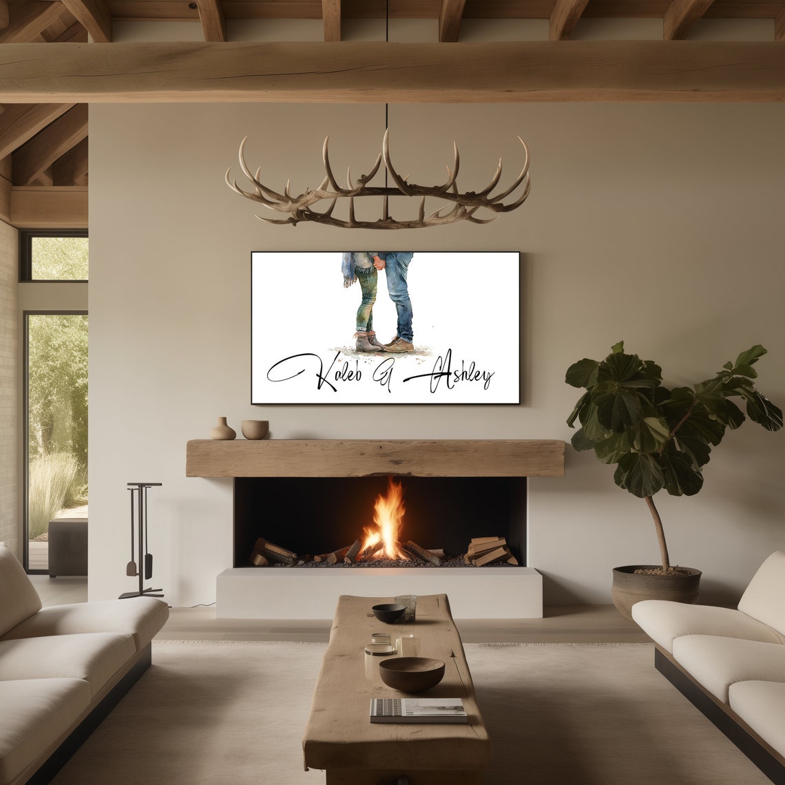 Kaleb And Ashley Personalized Custom Name Couple Watercolor Poster - Image 2