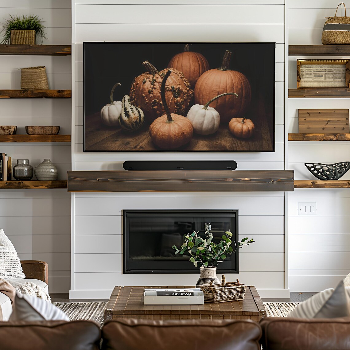 Moody Pumpkins And Gourds Dark Harvest Still Life Autumn Kitchen Wall Art - Image 3