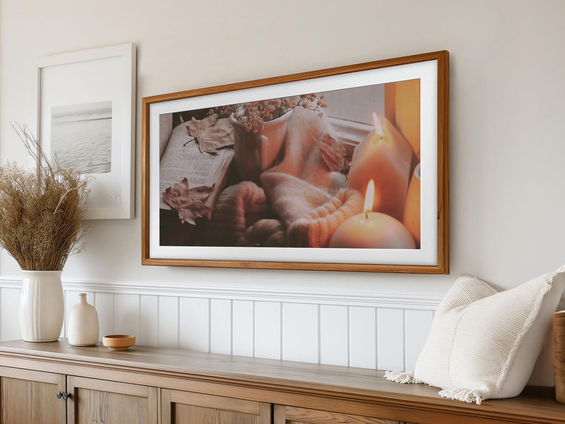 Cozy Fall Candles Open Book Autumn Hygge Warm Candlelight Scene Poster - Image 2