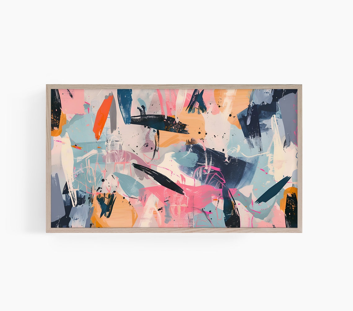 Colorful Abstract Brushstrokes Modern Expressionist Canvas Art Poster