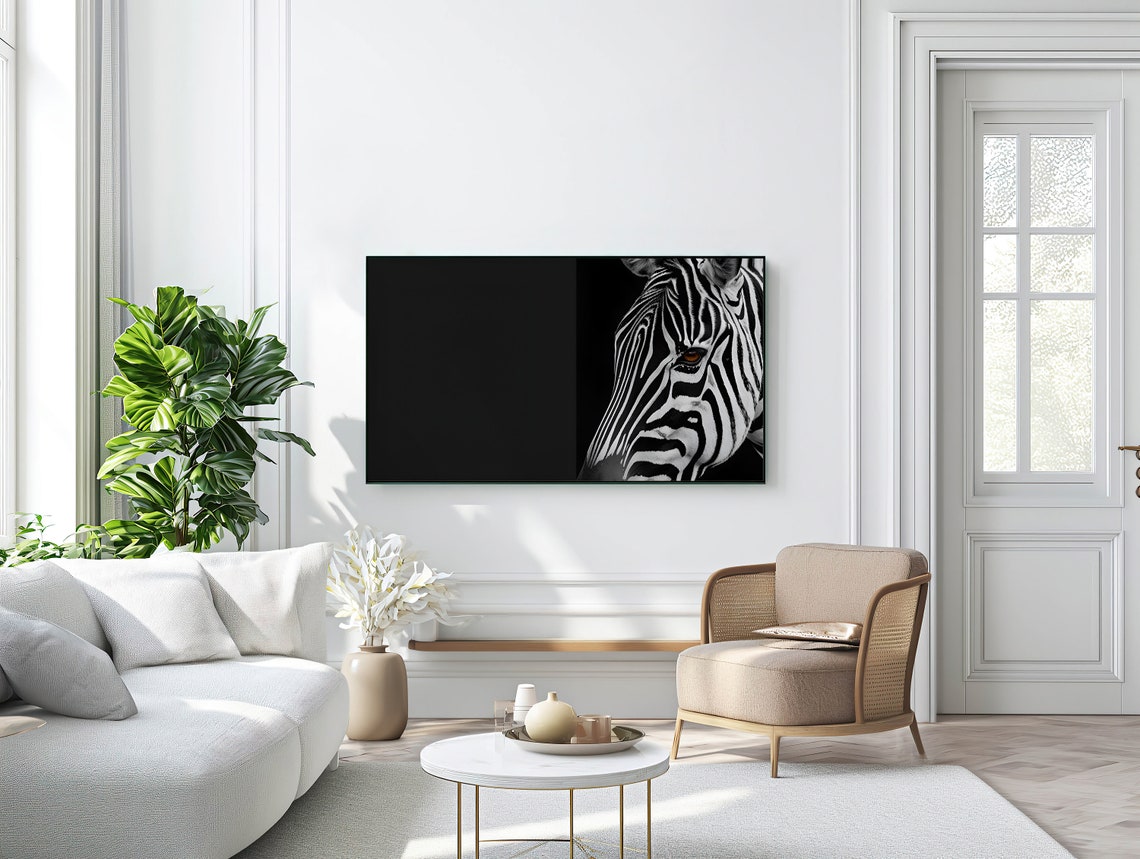 Zebra Close Up Dramatic Striped Face Black Background Animal Poster - Image 3
