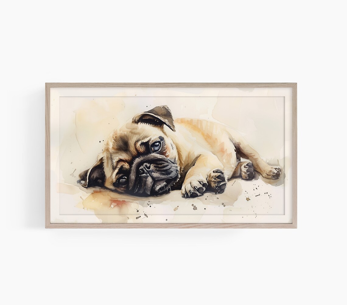 Pug Watercolor Dog Art Print, Dog Lover Decor
