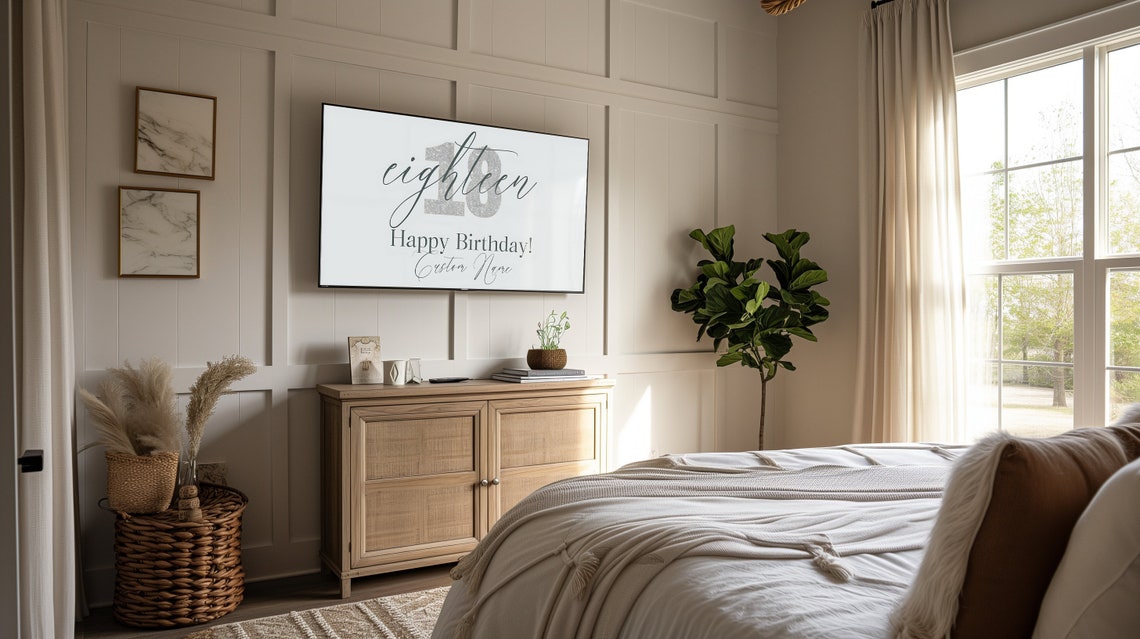 Eighteen 18th Happy Birthday Custom Name Glitter Sign Wall Art - Image 3