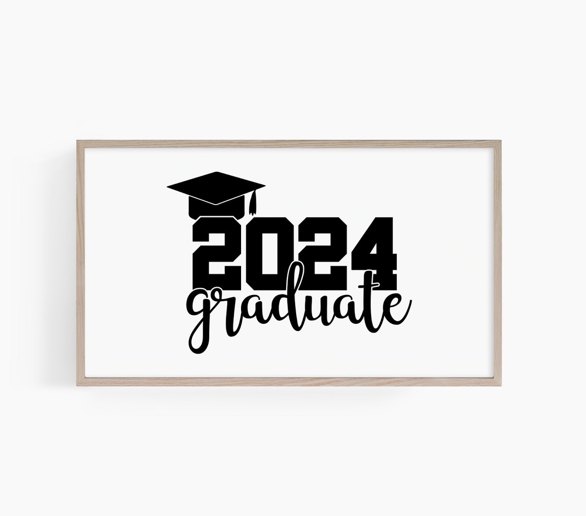 Class of 2024 Graduate Black White Grad Cap Minimalist Poster