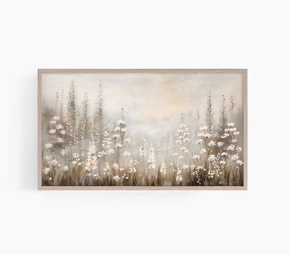 Spring Wildflower Meadow Neutral Watercolor Field Floral Poster
