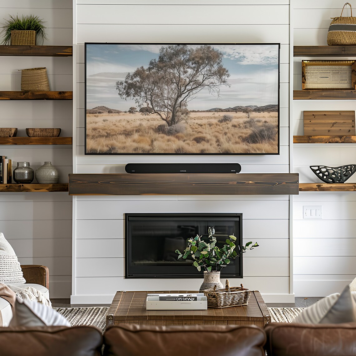 Australian Outback Lone Tree Golden Grassland Landscape Photo Poster - Image 2