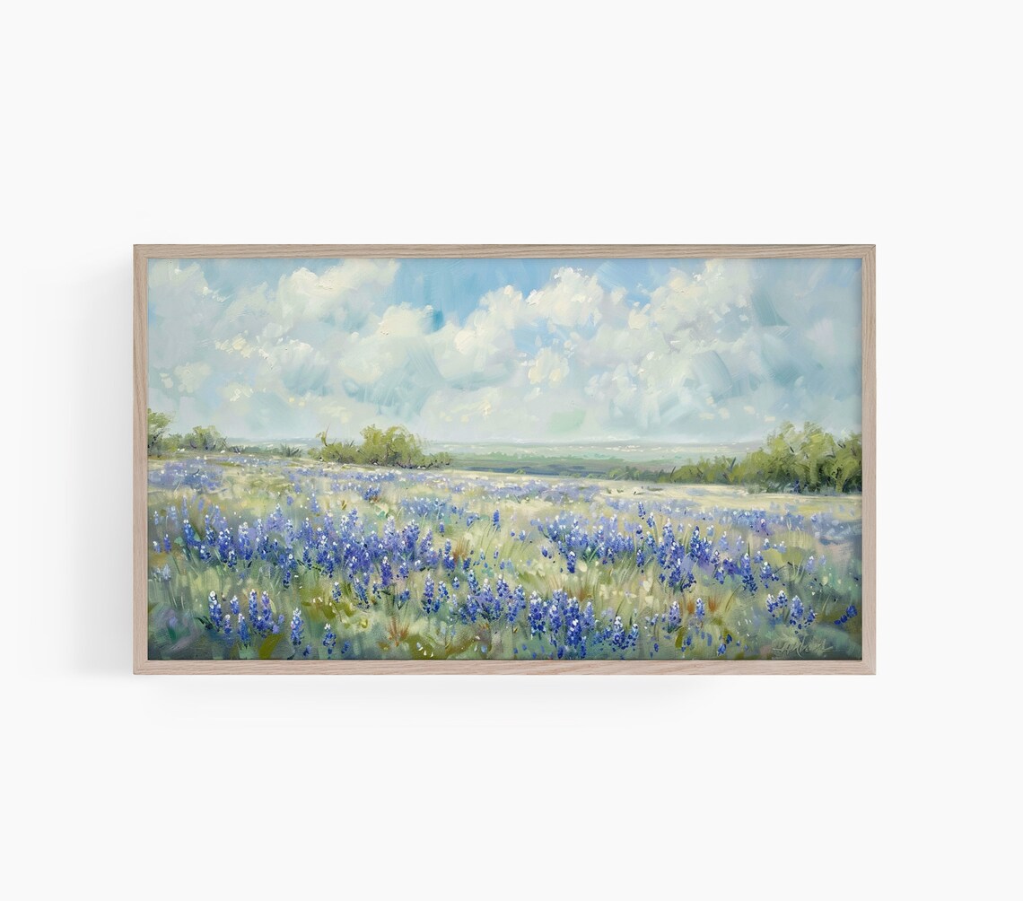 Bluebonnets Painting, Texas Wildflower Art Print