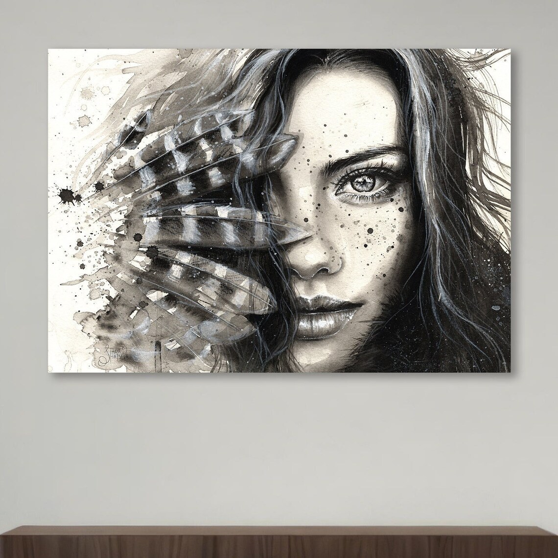 Abstract Portrait, Monochrome Female Face Painting - Image 5
