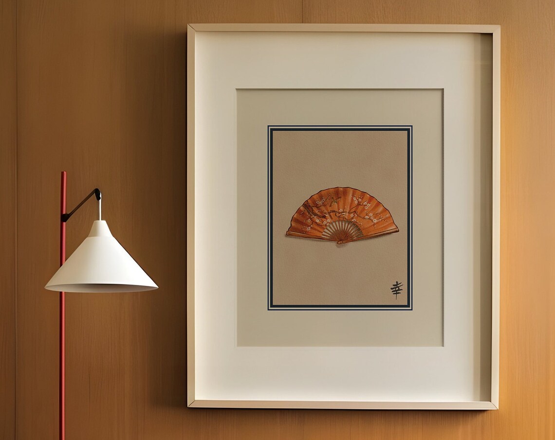 Vintage Japanese Fan Art Print, Cherry Blossom - Image 3