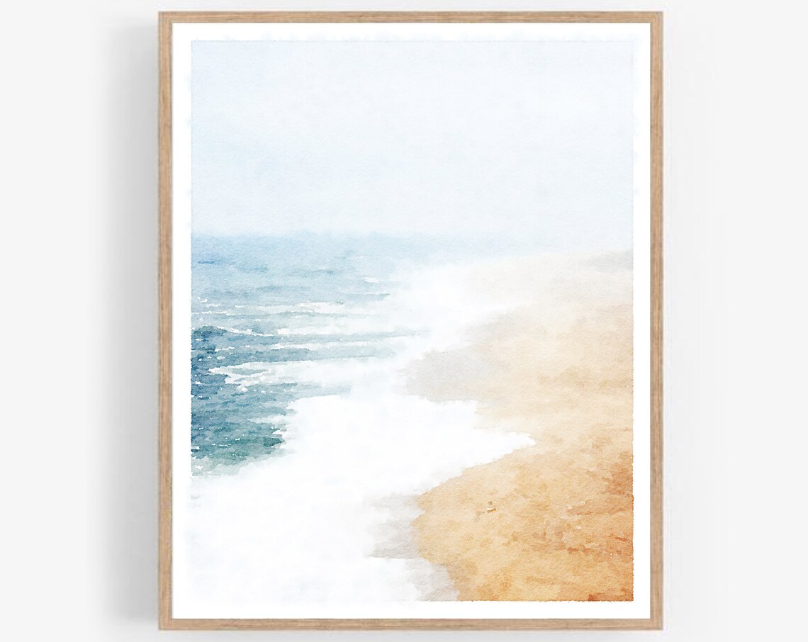 Abstract Beach Coastal Watercolor Art Print