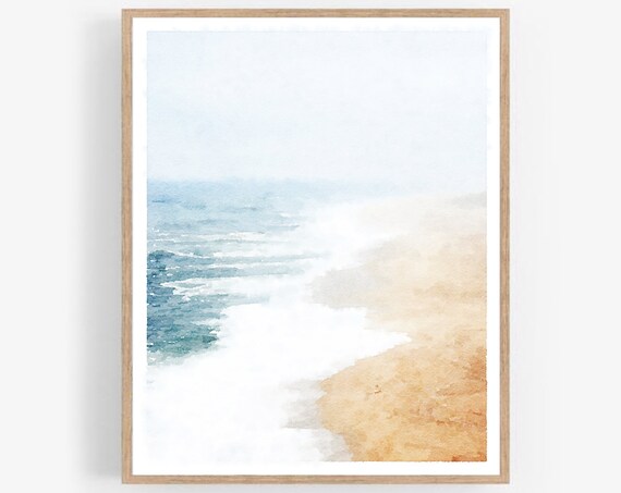 Abstract Beach Coastal Watercolor Art Print