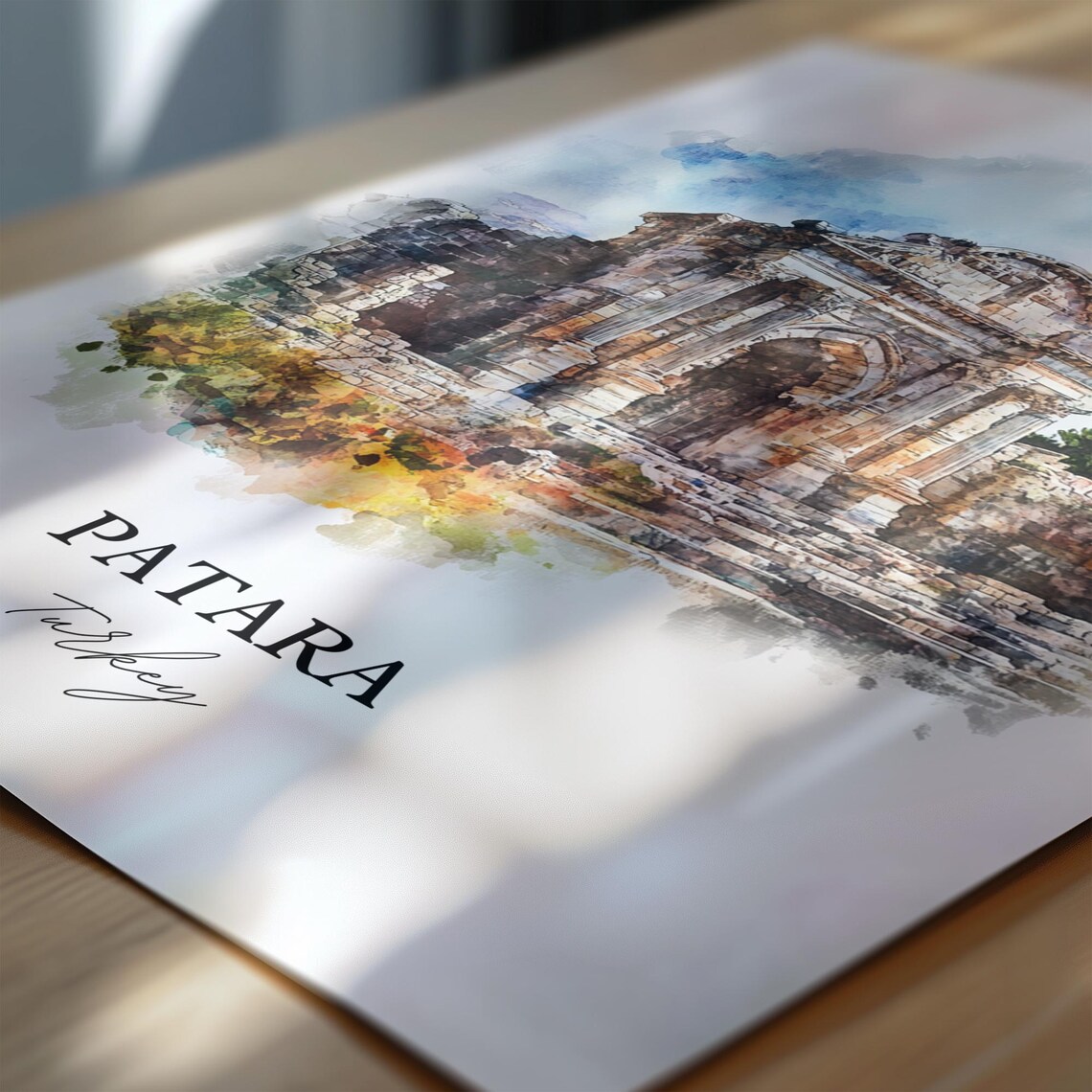 Patara Turkey Watercolor Ancient Stone Arch Ruins Travel Poster - Image 7