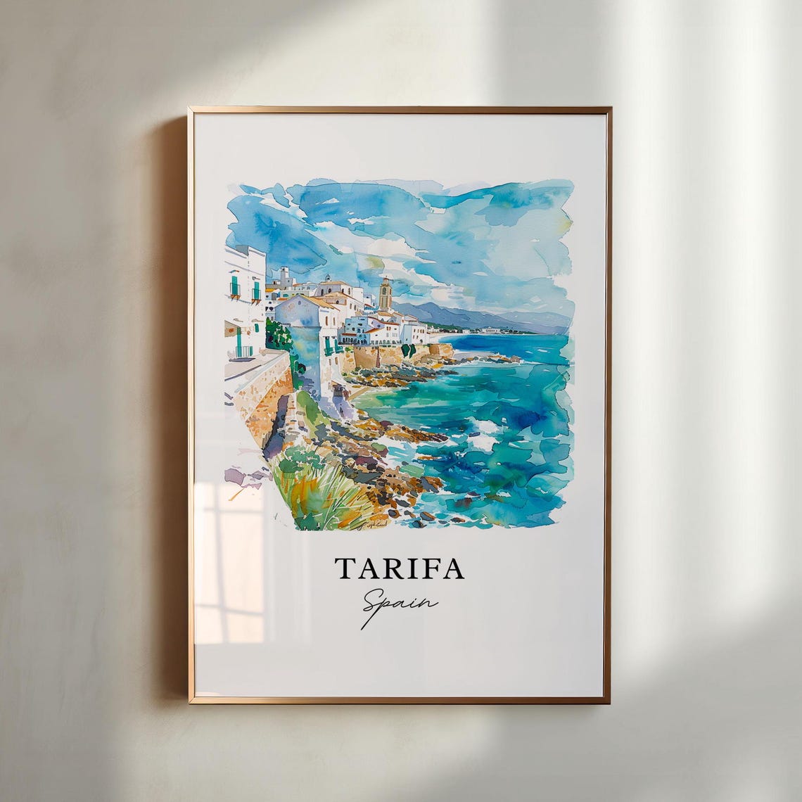 Tarifa Spain Watercolor Travel Poster, Andalusia