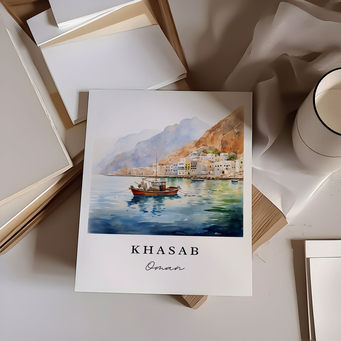 Khasab Oman Travel Poster, Custom Text - Image 7