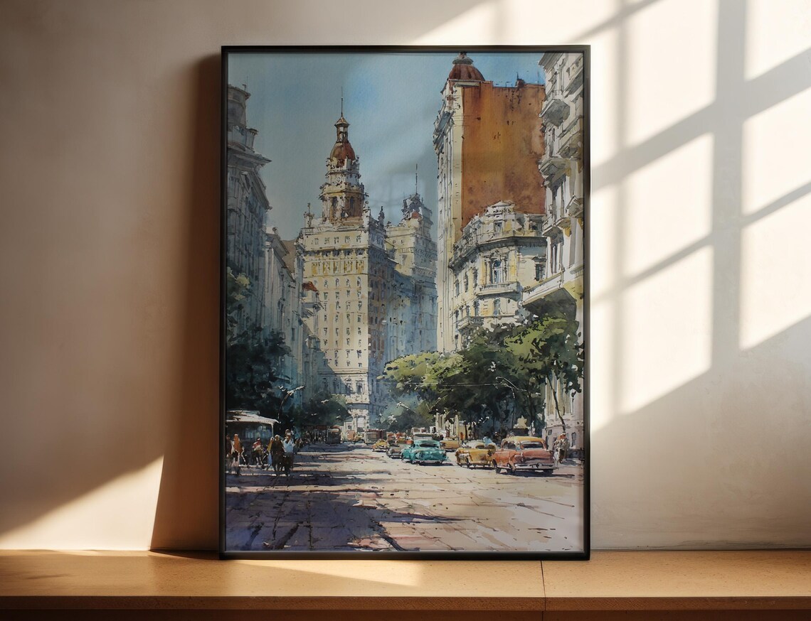 Porto Alegre Brazil Historic Avenue Watercolor Street Poster