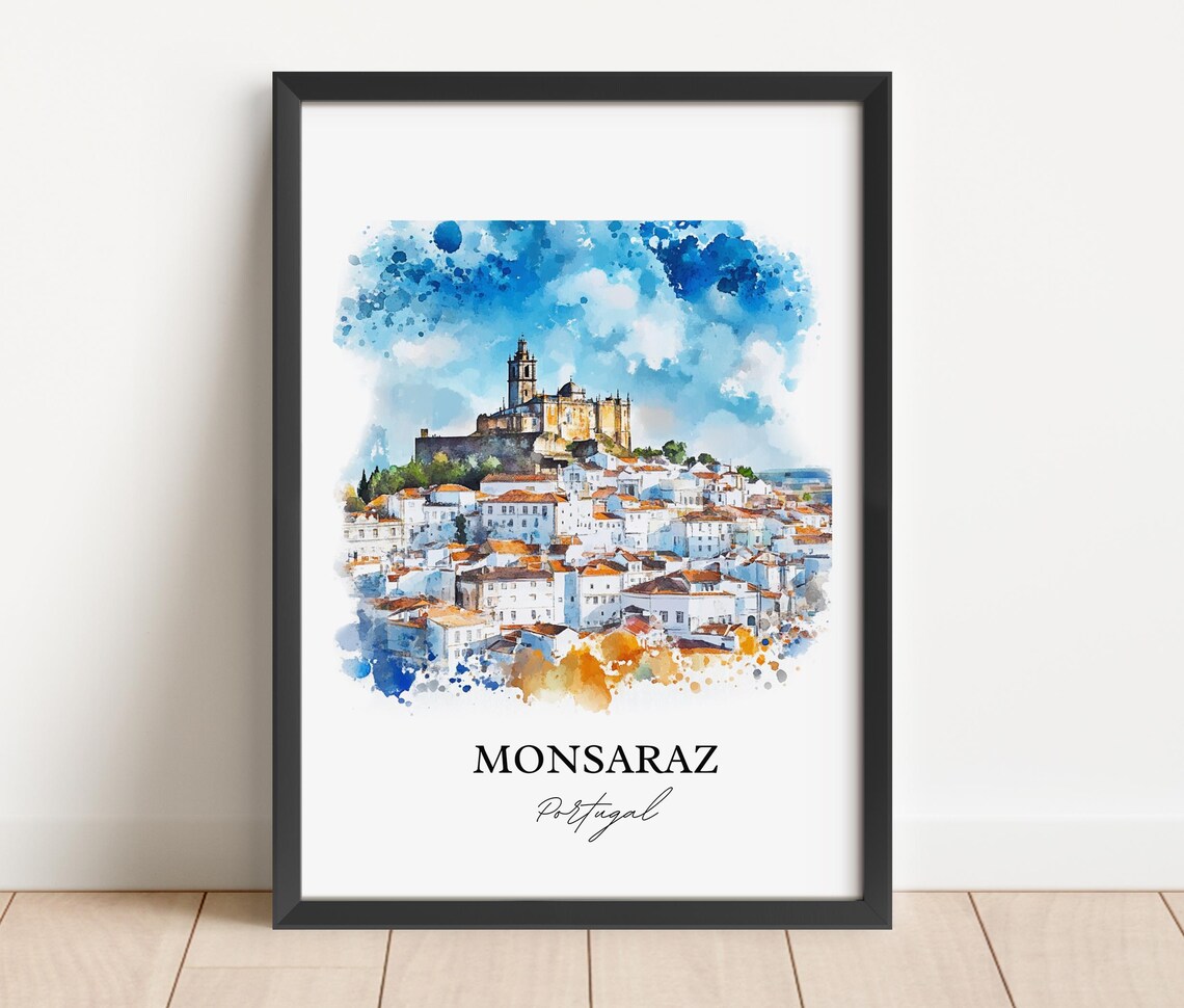 Monsaraz Portugal Alentejo Hilltop Village Watercolor Poster - Image 2
