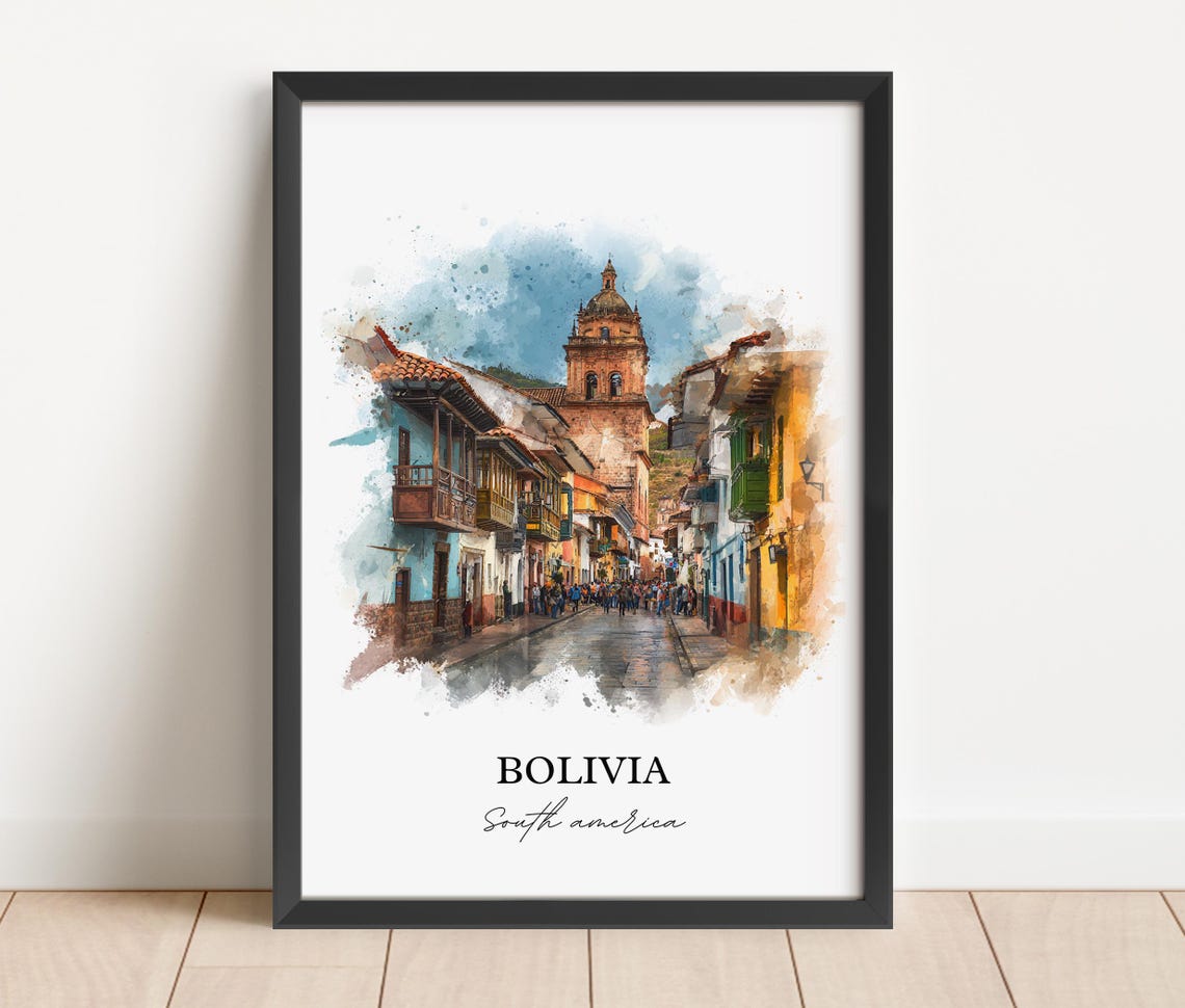 Bolivia Wall Art Print Watercolor Country Gift Travel Poster Housewarming - Image 2