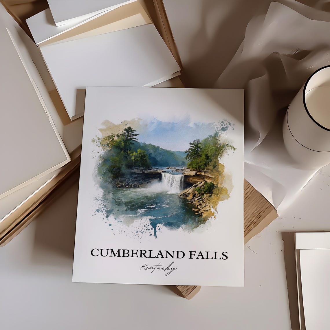 Cumberland Falls Kentucky Wide Cascade Waterfall Travel Poster - Image 4
