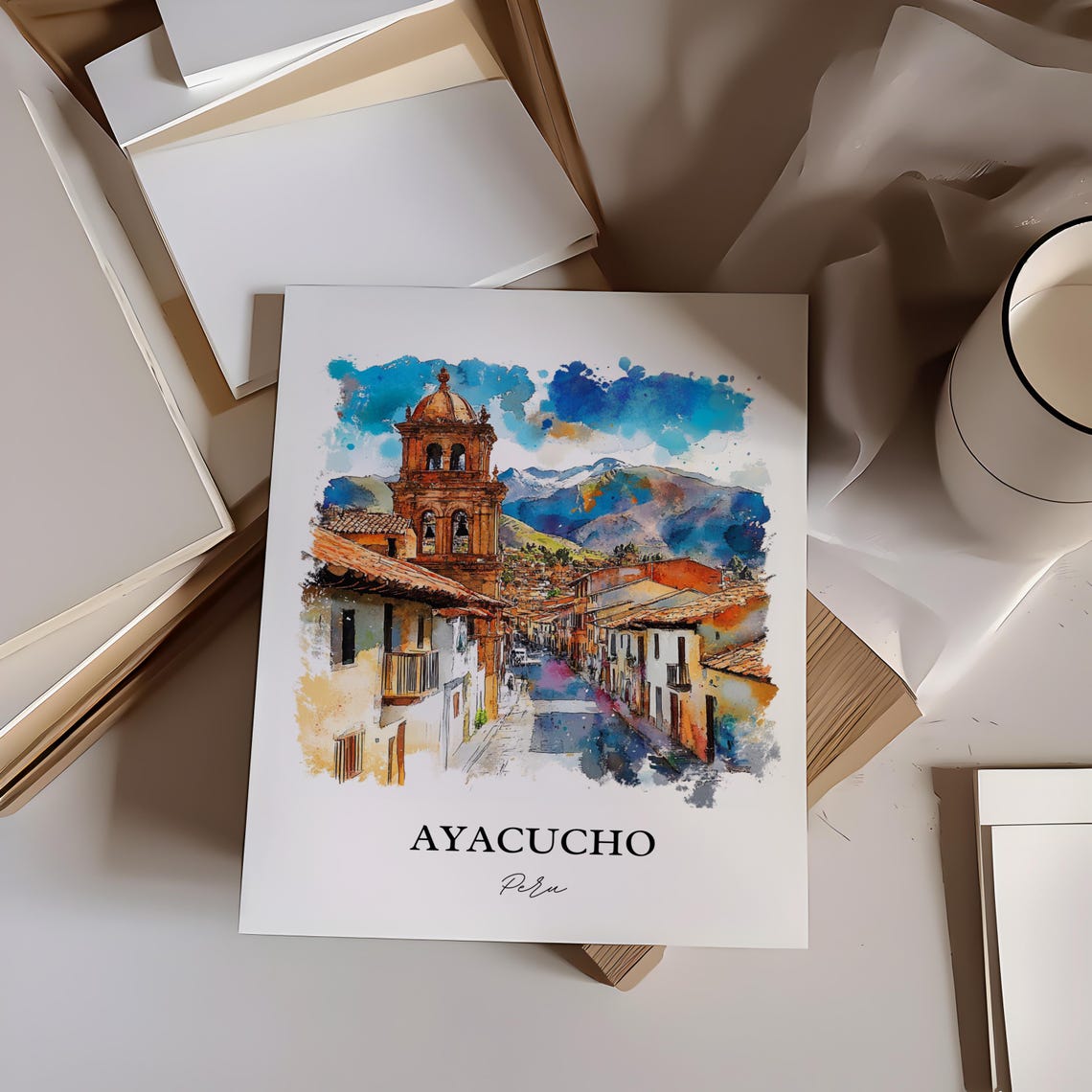 Ayacucho Wall Art Print Peru Watercolor Gift Travel Poster Housewarming - Image 5
