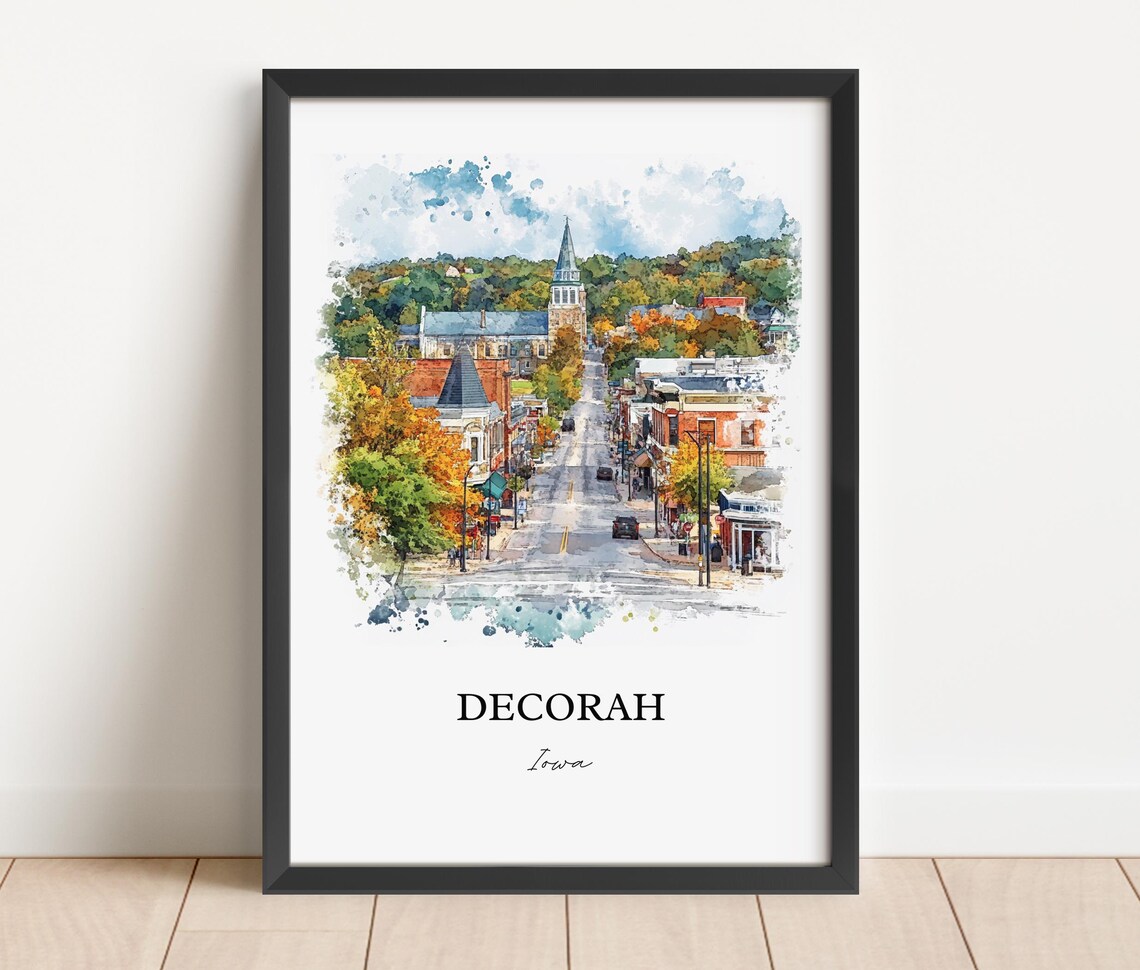 Decorah Iowa Watercolor Travel Poster, Winneshiek County - Image 5
